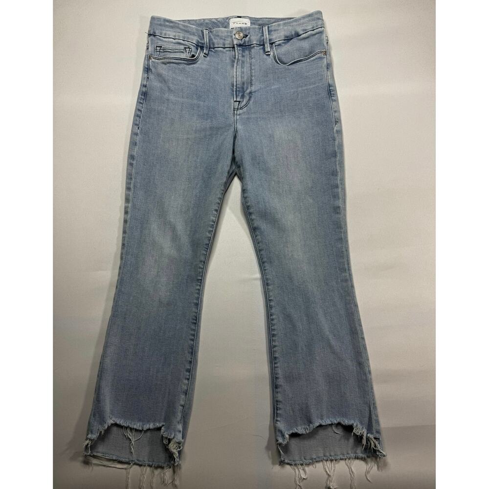 Frame Denim Women's Le Crop Mini Boot Blue Denim Jeans - Size 32 (31x27)